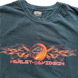 Harley Davidson Men’s Black‎ Faded T-Shirt Size XL Grunge Biker Black Tee Cycle